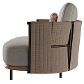 Modern Upholstered Accent Chair With Patterned Padded Cushion And Wooden Legs