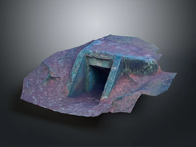 Modern Sculptural Structure Featuring Purple Brown Blue Cracked Surface And Open Gateway 3d model