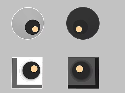 Downlights and Spotlights with Round Square Shapes White Black Gray Color Options 3d model