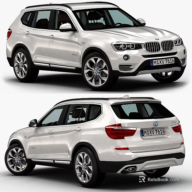 White BMW SUV Exterior Design Front And Rear View With Alloy Wheels 3d model 