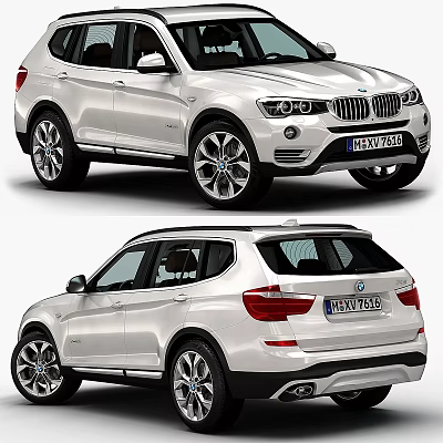 White BMW SUV Exterior Design Front And Rear View With Alloy Wheels 3d model