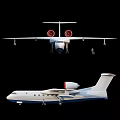 White Passenger Plane With Twin Red Engines Landing Gear And Side View Design