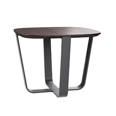 Modern Coffee Table With Dark Brown Wooden Top And Black Metal Legs 3d model