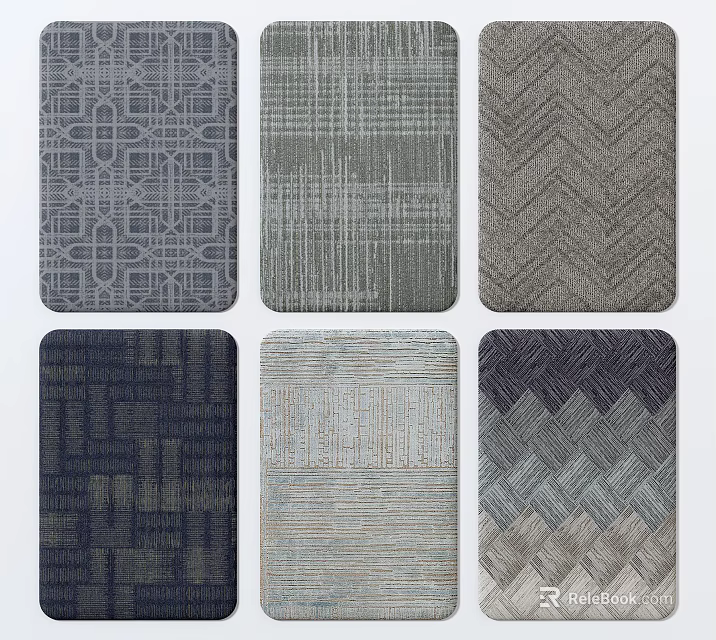 Square Area Rugs with Various Patterns and Neutral Tones for Modern Home Decor 3d model