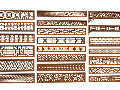 Decorative Room Divider Designs Showcasing Wooden Carvings Geometric Patterns And Floral Motifs For Home Decor 3d model