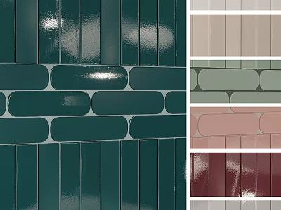 Colorful Rectangular Tile Components For Wall Decoration With Glossy Finish And Various Hues 3d model