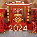 2024 Spring Festival Red Decorations Featuring Dragon Elements Fortune Joy And Lanterns