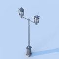 Two Stylish Outdoor Lights Mounted On Metal Pole Against Blue Sky