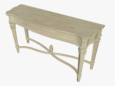 Classical Light Colored Wooden Desk With Ornate Carved Legs And Elegant Design 3d model