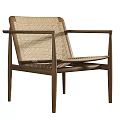 Modern Natural Style Leisure Chair With Wooden Frame And Woven Seat Backrest