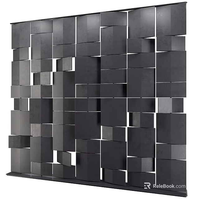Modern Decorative Room Partition With Dark Gray And Black Block Structure 3d model 