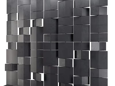 Modern Decorative Room Partition With Dark Gray And Black Block Structure 3d model