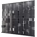 Modern Decorative Room Partition With Dark Gray And Black Block Structure 3d model
