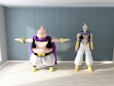 Plush Dragon Ball Dolls With Purple Capes White Pants And Open Arms 3d model
