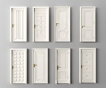 Modern swing door guest room door 3d model