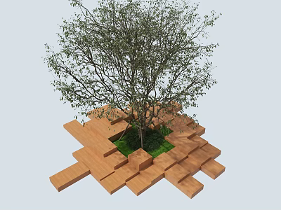 Tree Pond Creative Tree Pond Landscape Flower Pond 3d model