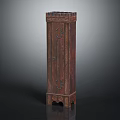Dark Wooden Classical Wardrobe Featuring Intricate Carvings And Elegant Carved Base Design