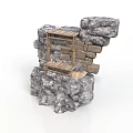 Modern Outdoor Stone Structure Design With Wooden Ladder Steps And Natural Elements