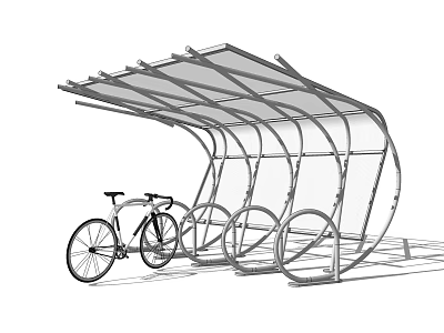 Outdoor Bike Parking Canopy With Metal Frame And Bicycle Storage Structure 3d model