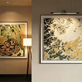 Abstract Painting Wall Art With Gold And Green Colors For Interior Decor