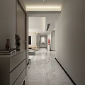 Modern Minimalist Living Dining Room Open Concept With Marble Floor Gray Tone Sofa And Artwork