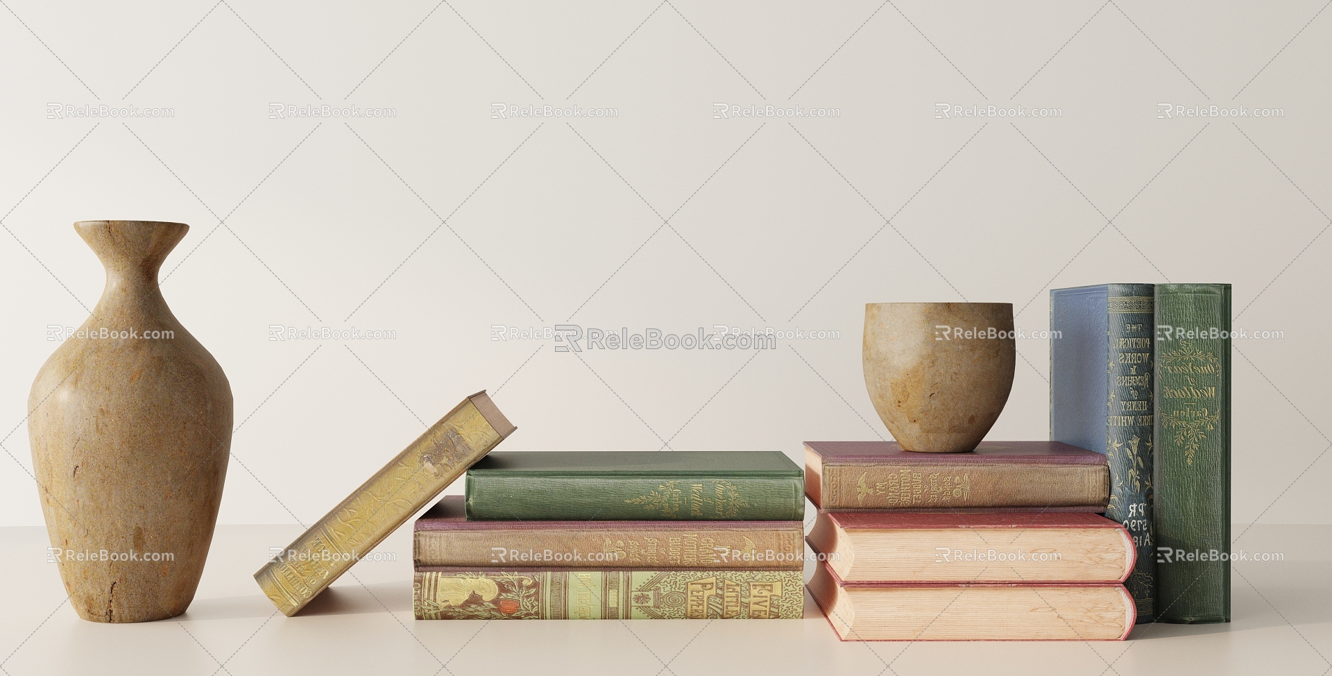 Modern Book Ornaments Combination 3d model