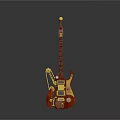 Vibrant Red Yellow Guitar Musical Instrument With Decorative Painting Tools And Art Supplies Design