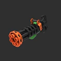 Multi Barrel Toy Weapon With Black Orange And Green Design Features