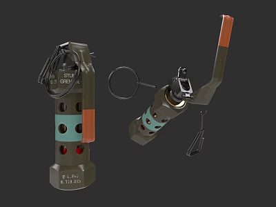 Military Stick Grenade 82-2 Model With Fuse Handle Green Brown Design And Red Blue Markers 3d model
