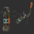 Military Stick Grenade 82-2 Model With Fuse Handle Green Brown Design And Red Blue Markers