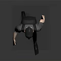 3D Game Movie Character Male Walking With Gray T Shirt Black Pants And Backpack
