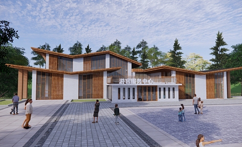 New Chinese Visitor Center Club Hotel Exhibition Hall Village Committee Art Center Vacation Meeting Room Village Revitalization Hall 3d model