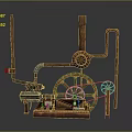 Steampunk Style Motorcycle With Mechanical Gears Pipes And Industrial Design Elements