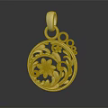 Gold Ornate Pendant With Floral Design And Decorative Circular Shape