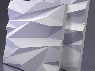Geometric Wall Decor With 3D Abstract Design White And Light Purple Panels 3d model