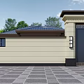 Symmetrical Single Family House Exterior With Dark Roof Beige Walls Large Windows And Front Steps