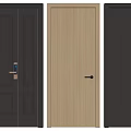 Modern Hinged Doors In Black Light Beige Dark Gray With Double Single Panel Designs 3d model