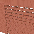 Modern Red Brick Feature Wall With Perforated Patterns And Geometric Cutouts 3d model