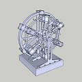 Complex Industrial Mechanical Structure With Rotary Components And Stable Base