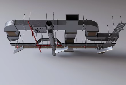 Industrial air duct ceiling pipe fire pipe air conditioning ventilation pipe bare roof 3d model