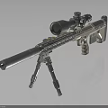 Modern Tactical Sniper Rifle With Long Barrel High Power Scope And Tripod Stand