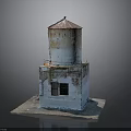 Vintage Lighthouse Model Display With Red Roof Light Blue Tower And Small Window
