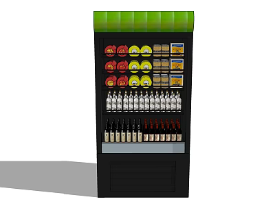 Beverage Refrigerator with Green Top and Organized Canned Bottled Drink Storage 3d model