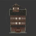 Traditional Chinese Architecture Three Story Wooden Structure With Pagoda Style Roof And Ornate Windows