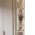 Modern White Wardrobe With Vertical Strip Handles And Side Display Shelves