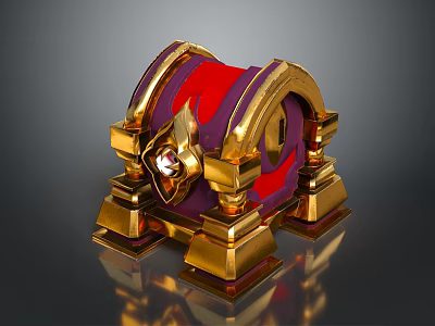 Elegant Golden Red Decorative Household Item With Gemstone Accent And Sturdy Base 3d model