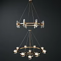 Elegant Modern Gold Frame Chandelier with Crystal Accents and Spherical Balls
