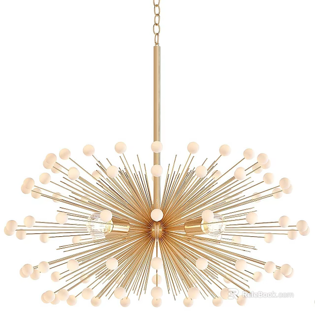 Modern Golden Sputnik Chandelier With Spherical Accents And Radiating Arms For Interior Decor 3d model 