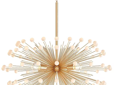 Modern Golden Sputnik Chandelier With Spherical Accents And Radiating Arms For Interior Decor 3d model