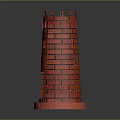Red Brick Castle Model With Two Towers Connecting Structure And Red Base On Black Background 3d model